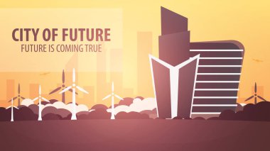 Düz stil Modern şehir evleri. Geleceği inşa. Geleceğin mimari.