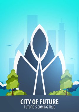 Düz stil Modern şehir evleri. Geleceği inşa. Geleceğin mimari.