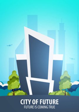 Düz stil Modern şehir evleri. Geleceği inşa. Geleceğin mimari.