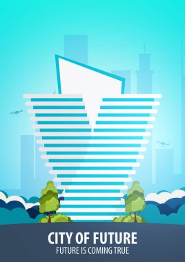 Düz stil Modern şehir evleri. Geleceği inşa. Geleceğin mimari.