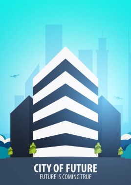 Düz stil Modern şehir evleri. Geleceği inşa. Geleceğin mimari.