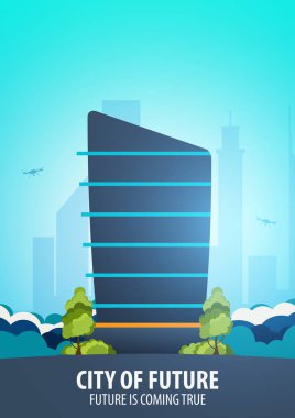 Düz stil Modern şehir evleri. Geleceği inşa. Geleceğin mimari.