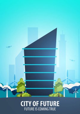 Düz stil Modern şehir evleri. Geleceği inşa. Geleceğin mimari.