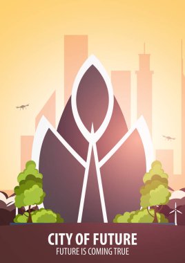 Düz stil Modern şehir evleri. Geleceği inşa. Geleceğin mimari.