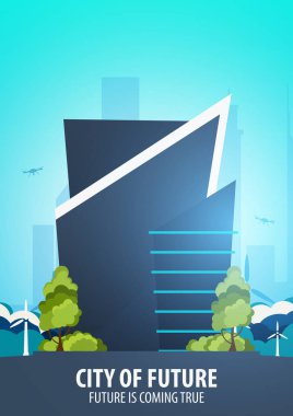 Düz stil Modern şehir evleri. Geleceği inşa. Geleceğin mimari.