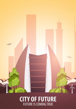 Düz stil Modern şehir evleri. Geleceği inşa. Geleceğin mimari.