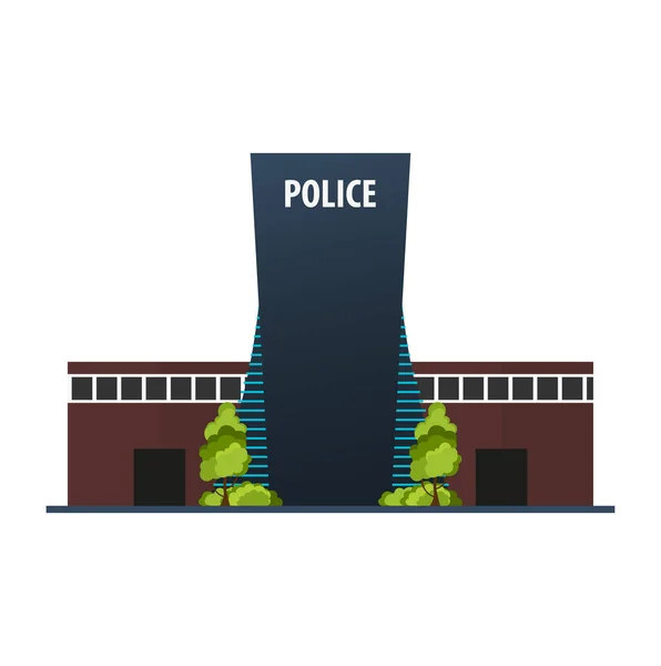 市警察局部现代建筑在白色背景上孤立的平面样式. — 图库矢量图片