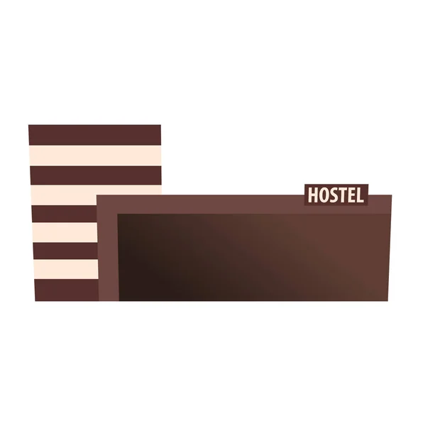 Edificio del albergue. Casa de huéspedes. Edificio del hotel. Viajes . — Vector de stock