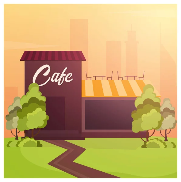 Street Cafe. Coffeeshop. Café de la ville. Concept de design plat. Illustration vectorielle . — Image vectorielle