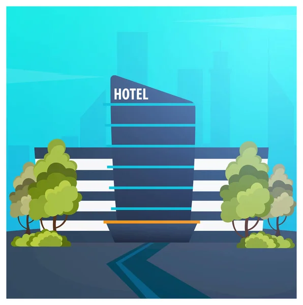Het gebouw van het hotel. Pension. Reizen en reis. — Stockvector