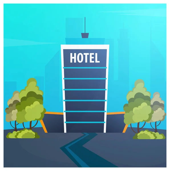 Hotel épület. Vendégház. Utazás és utazás. — Stock Vector