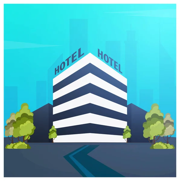 Κτίριο του ξενοδοχείου. Ξενώνας. Ταξίδι και ταξίδι. — Διανυσματικό Αρχείο