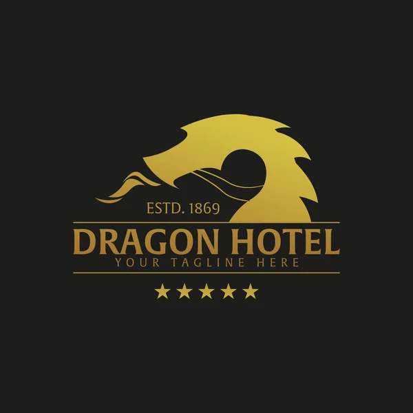 Dragon Hotel λογότυπο και έμβλημα. Εικονογράφηση λογότυπο φορέα. — Διανυσματικό Αρχείο