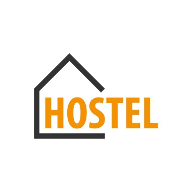 Hostel logosunu görmeniz gerekir. Otel logosunu görmeniz gerekir. Seyahat geri kalan yer. Vektör çizim.