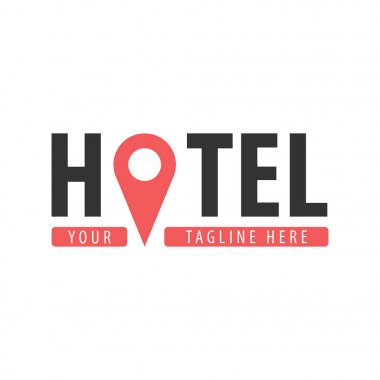 Hostel logosunu görmeniz gerekir. Otel logosunu görmeniz gerekir. Seyahat geri kalan yer. Vektör çizim.