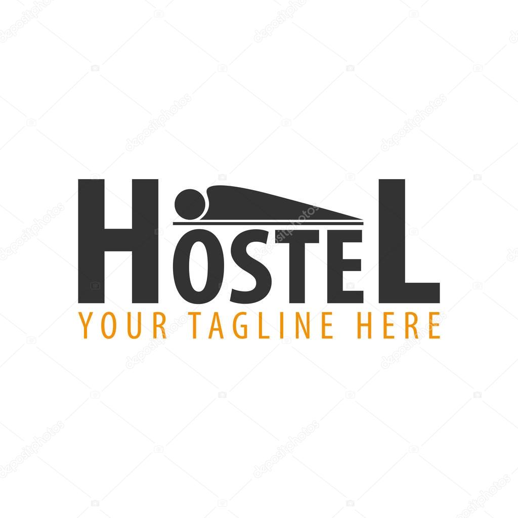 Hostel logo. Hotel logo. Travel rest place. Vector illustration