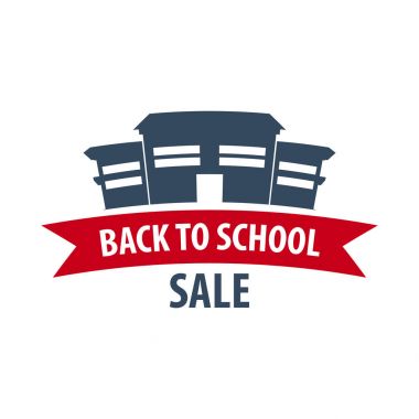 Geri okul logo veya amblem için. Satış ve en iyi teklif. Vektör çizim.