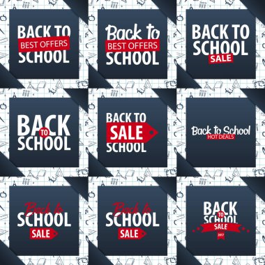 Okul arka arkaya kümesi. Eğitim afiş. Vektör çizim.