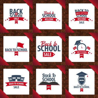 Geri okul ahşap arka plan için kümesi. Eğitim afiş. Vektör çizim.