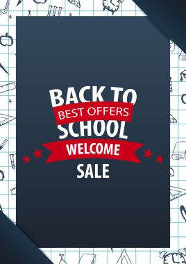 Okul geçmişine dönelim. Eğitim afişi. Vektör illüstrasyonu.