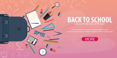 Okul geçmişine dönelim. Eğitim afişi. Vektör illüstrasyonu.