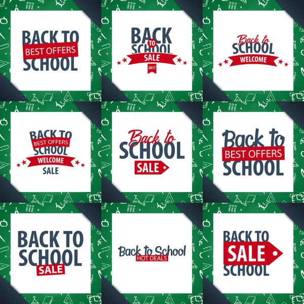 Set of Back to School backgrounds. Education banner. Vector illustration. — Stock Vector
