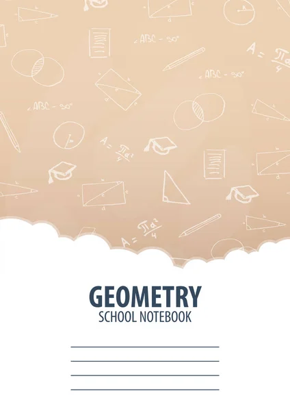 Modèle de cahier d'école de géométrie. Retour à l'école. Bannière d'éducation . — Image vectorielle