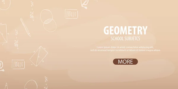 Asunto de geometría. De vuelta a la escuela. Banner de educación . — Archivo Imágenes Vectoriales