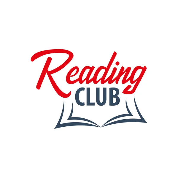 वाचन क्लब लोगो. शिक्षण आणि पुस्तक चिन्ह. व्हेक्टर स्पष्टीकरण . — स्टॉक व्हेक्टर