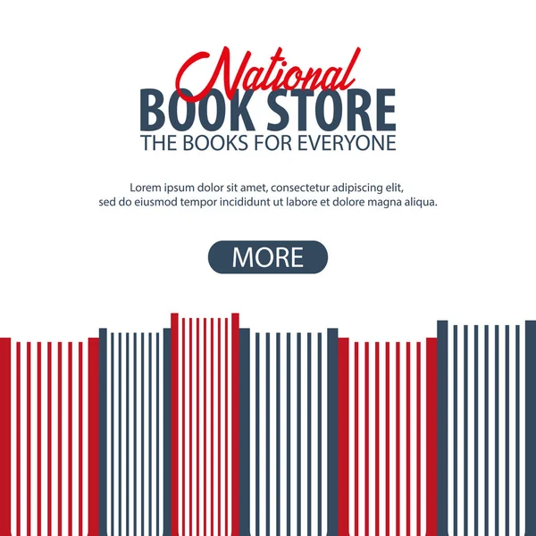 Banner National Book Store. Una pila de libros. Ilustración vectorial . — Vector de stock
