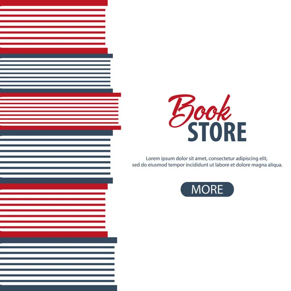 Banner Book Store. Una pila de libros. Ilustración vectorial . — Vector de stock