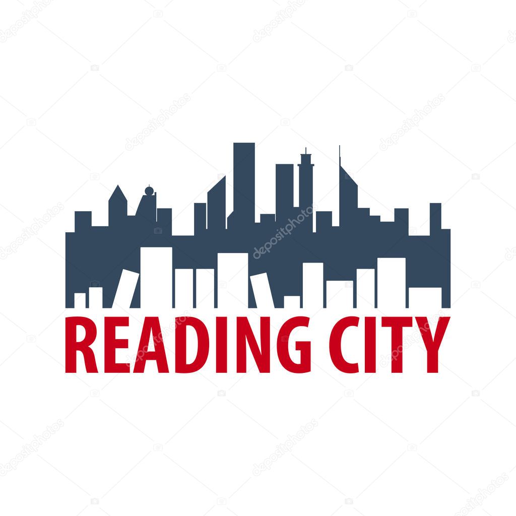 Reading city Book Store Logo. Education and book emblem. Vector illustration
