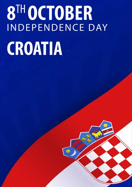 De dag van de onafhankelijkheid van Kroatië. Vlag en patriottische Banner. — Stockvector