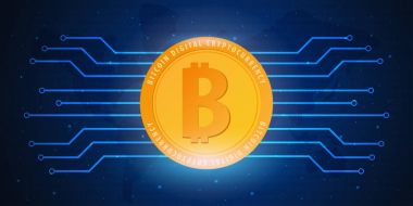 Bitcoin. Dijital Cryptocurrency araştırma grubu. Teknoloji afiş.