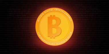 Bitcoin. Dijital Cryptocurrency araştırma grubu. Teknoloji afiş.