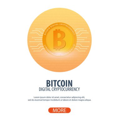 Bitcoin. Dijital Cryptocurrency araştırma grubu. Teknoloji afiş.