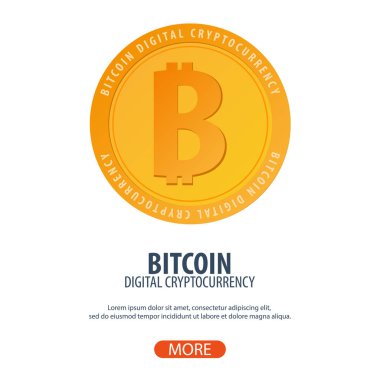 Bitcoin. Dijital Cryptocurrency araştırma grubu. Teknoloji afiş.