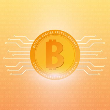 Bitcoin. Dijital Cryptocurrency araştırma grubu. Teknoloji afiş.