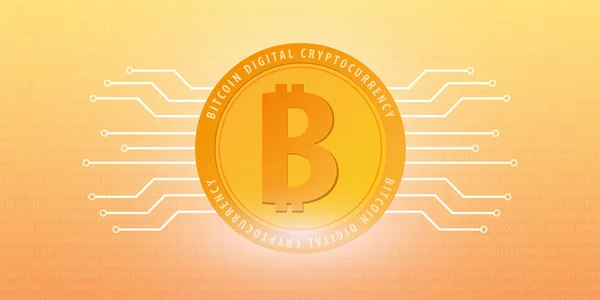 Bitcoin. Kryptowaluta cyfrowy wyszukiwania farmy. Technologia transparent. — Wektor stockowy