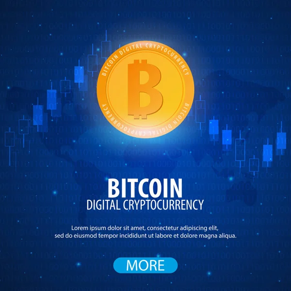Bitcoin. Dijital Cryptocurrency araştırma grubu. Teknoloji afiş.
