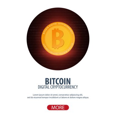 Bitcoin. Dijital Cryptocurrency araştırma grubu. Teknoloji afiş.