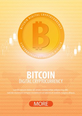 Bitcoin. Dijital Cryptocurrency araştırma grubu. Teknoloji afiş.