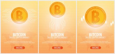 Bitcoin. Dijital Cryptocurrency araştırma grubu. Teknoloji afiş.