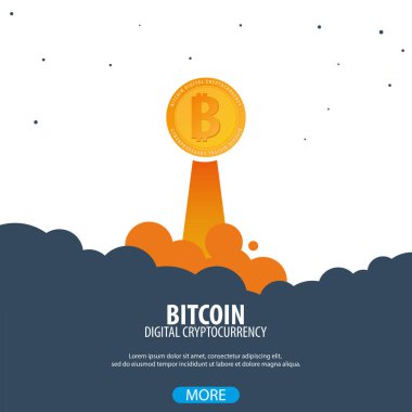 Bitcoin. Dijital Cryptocurrency araştırma grubu. Teknoloji afiş.