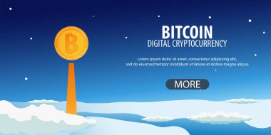 Bitcoin. Dijital Cryptocurrency araştırma grubu. Teknoloji afiş.