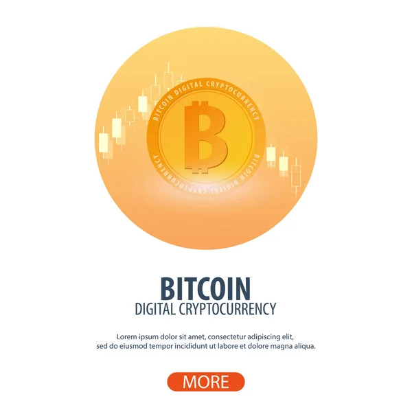 Bitcoin. Mining Farm für digitale Kryptowährungen. Technologie-Banner. — Stockvektor