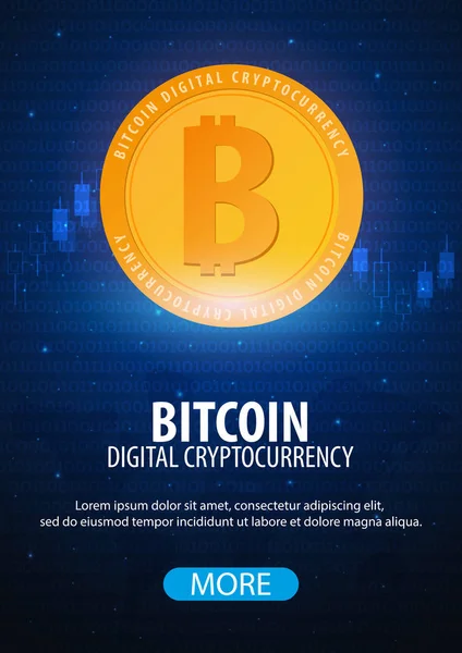 Bitcoin. Digital Cryptocurrency Mining Farm (em inglês). Banner de tecnologia . —  Vetores de Stock