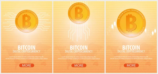 Bitcoin. Dijital Cryptocurrency araştırma grubu. Teknoloji afiş.