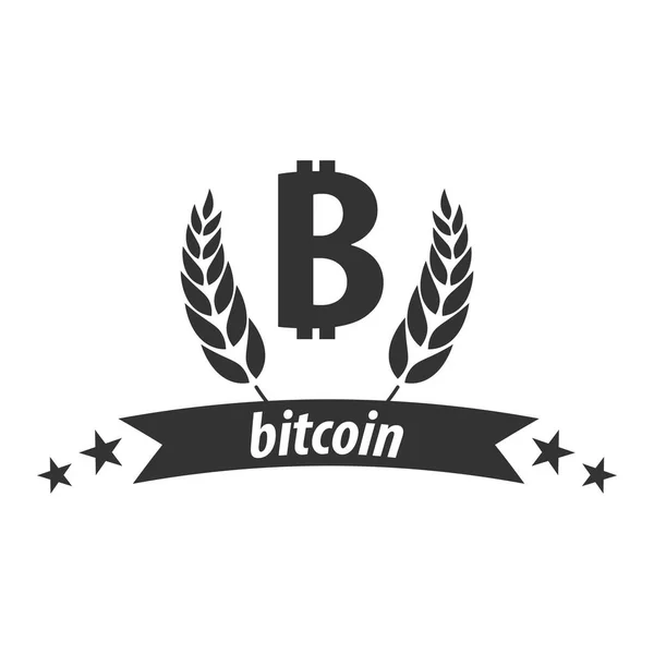 Bitcoin logo and emblem. Digital cryptocurrency. Techology emblem. — Stock Vector