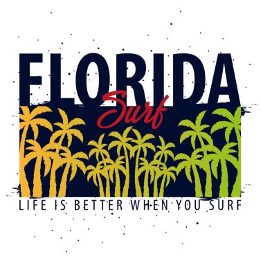 Avuç içi ile Florida sörf grafik. T-shirt tasarım ve baskı.